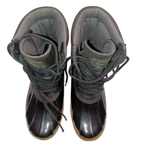 Bass Duck Boots Mud Rain Shoes Harlequin Black Leather Waterproof Womens Size 8 - Picture 8 of 13